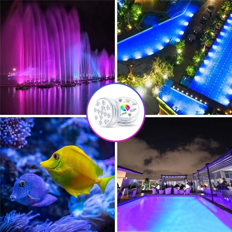 RF 4 Light + 4 Controller Set para Decor Pool Aquarium Fountain Pond Underwater Diving LED Lamp com Imã