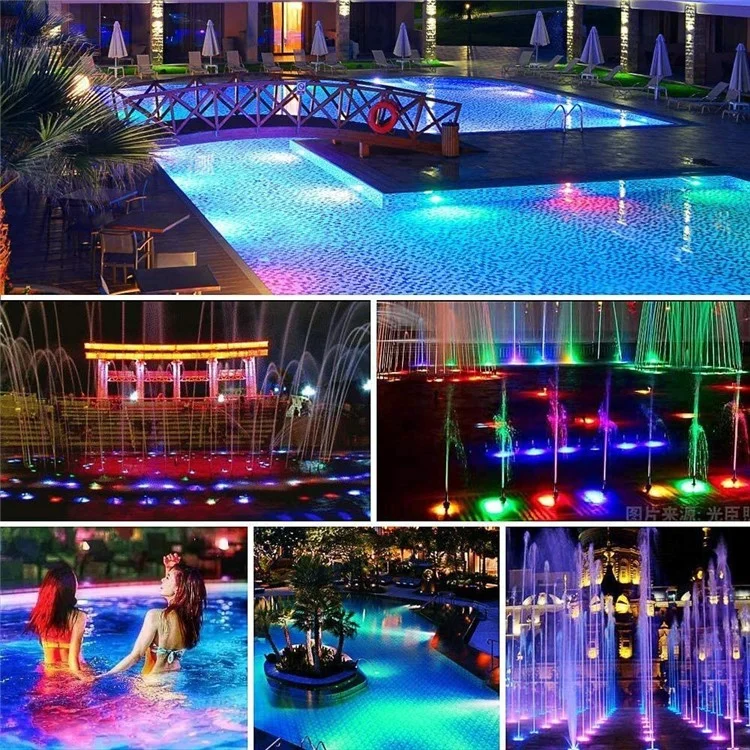 RF 4 Light + 4 Controller Set para Decor Pool Aquarium Fountain Pond Underwater Diving LED Lamp com Imã