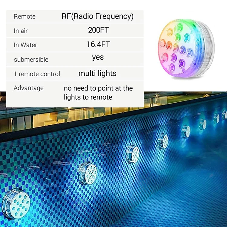 RF 4 Light + 4 Controller Set para Decor Pool Aquarium Fountain Pond Underwater Diving LED Lamp com Imã