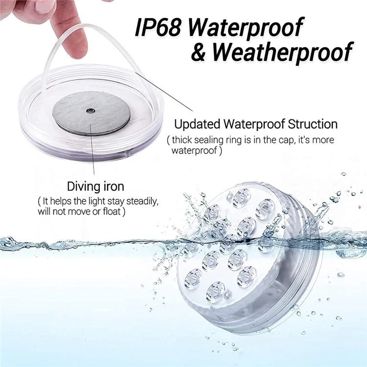 RF 4 Light + 4 Controller Set para Decor Pool Aquarium Fountain Pond Underwater Diving LED Lamp com Imã