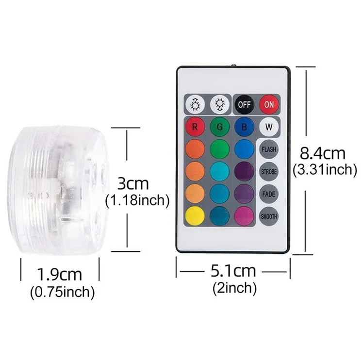 10Pcs Colorful 3-LED SMD5050 Submersible Light Remote Control Swimming Pool Underwater Lamp