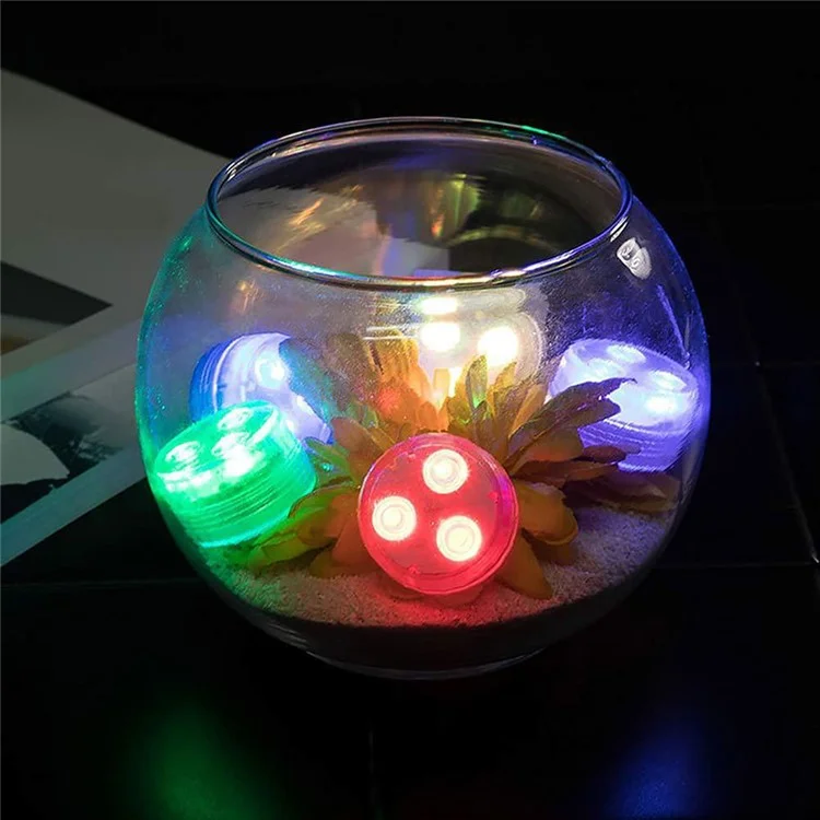 10Pcs Colorful 3-LED SMD5050 Submersible Light Remote Control Swimming Pool Underwater Lamp