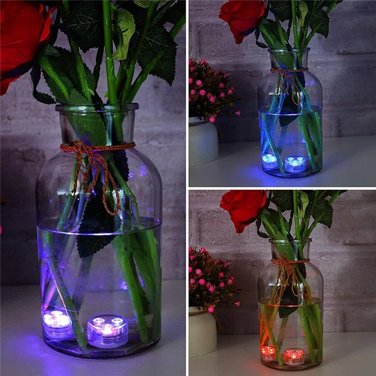 12Pcs Colorful Submersible Light 3-LED SMD5050 Pool Underwater Lamp with Remote Vase Night Lamp