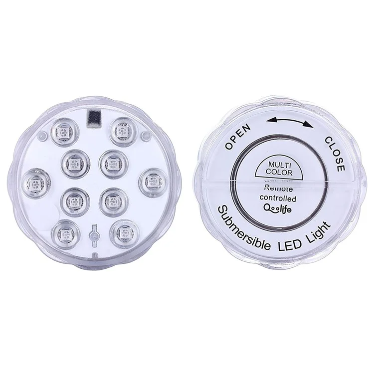 1Pc 10-LED RGB Submersible Underwater Light with 24 Key Remote Control for Swimming Pool Aquarium