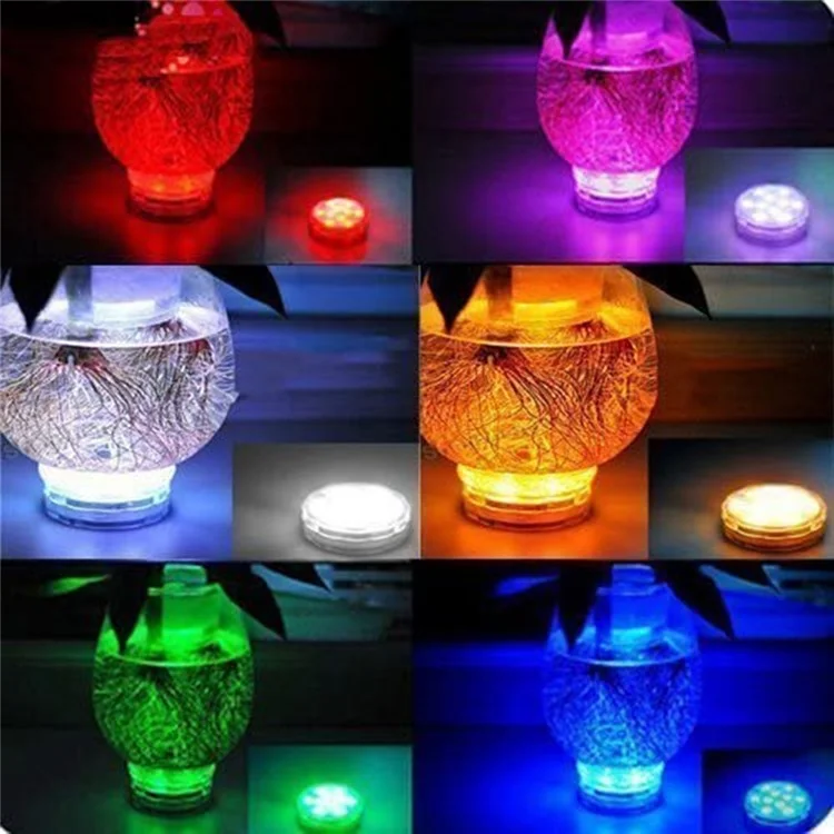 1Pc 10-LED RGB Submersible Underwater Light with 24 Key Remote Control for Swimming Pool Aquarium