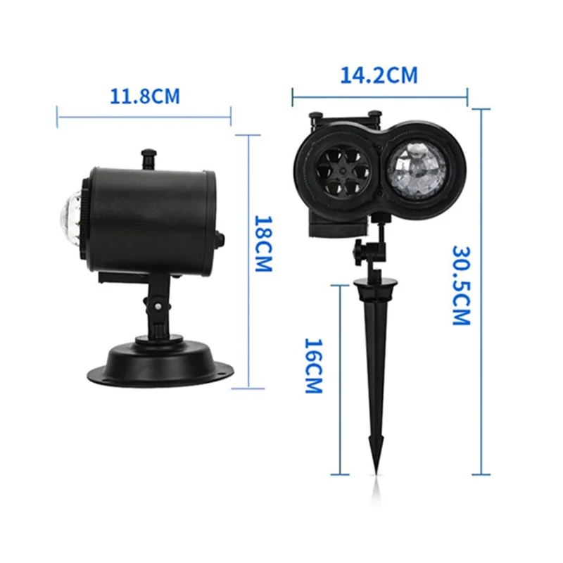 Dual Water Pattern Christmas Projection Lamp Indoor Decorative Projector Light with 16 Cards - US Plug