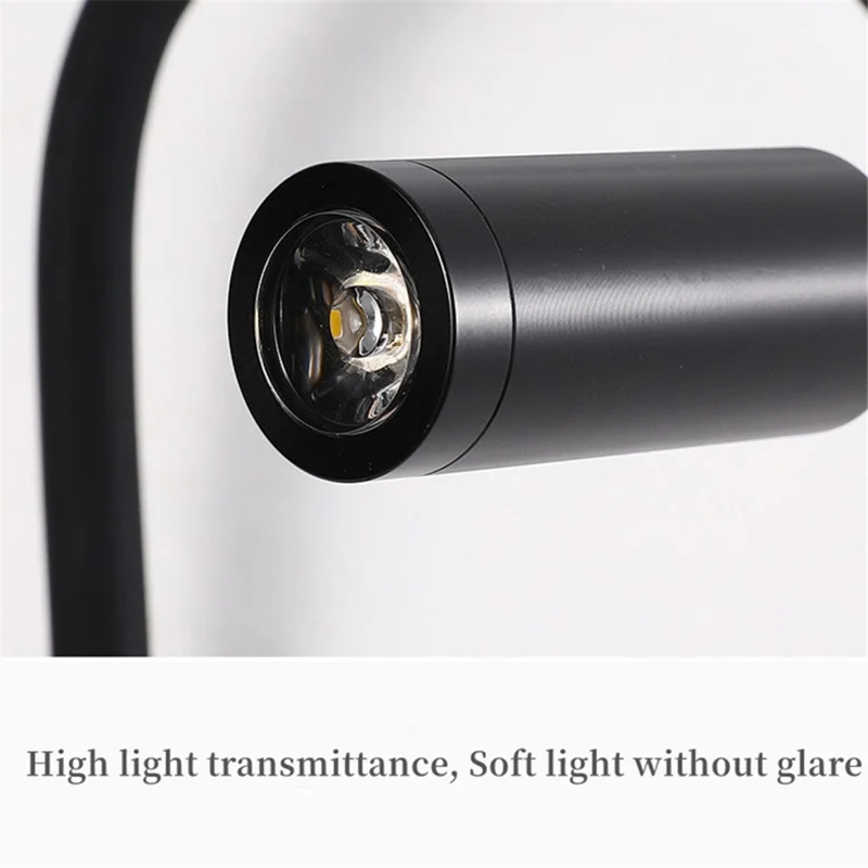 Flexible Wall Mounted LED Night Light Bedside Metal 1W Warm Light Lamp for Home, Hotel - 3101 Black