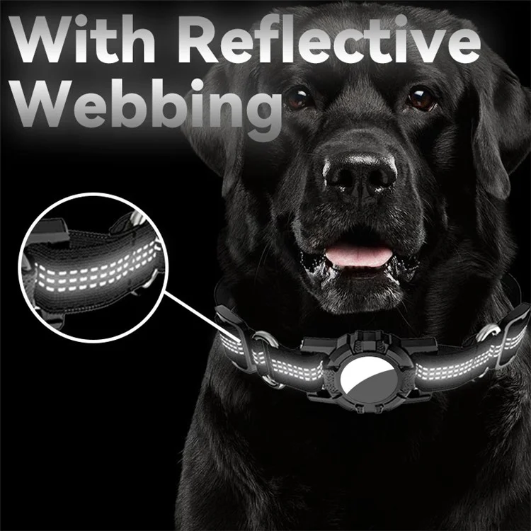 Étui de collier pour animal de compagnie réglable pour le traceur GPS Apple AirTag Housse de protection réfléchissante pour collier de chien - Rouge / S