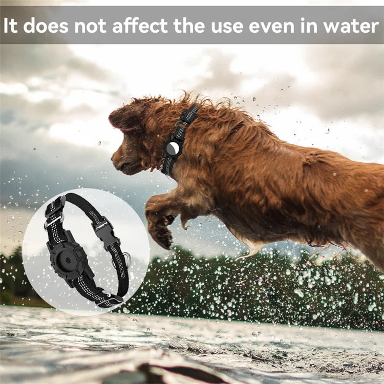Étui de collier pour animal de compagnie réglable pour le traceur GPS Apple AirTag Housse de protection réfléchissante pour collier de chien - Rouge / S