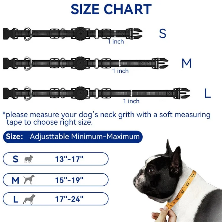 Étui de collier pour animal de compagnie réglable pour le traceur GPS Apple AirTag Housse de protection réfléchissante pour collier de chien - Rouge / S