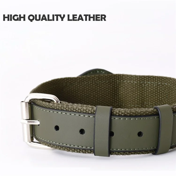 PU Leather+Canvas Anti-Lost Locator Pet Dog Collar for Apple AirTag Tracker Adjustable Pet Collar ST, Size S - Pink