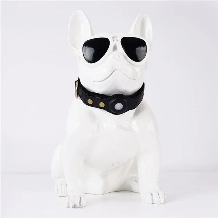 Collier de compagnie en cuir synthétique et suède compatible avec le support pour Apple AirTag Anti-perte pour chien et chat Localisateur, Taille : S - Noir