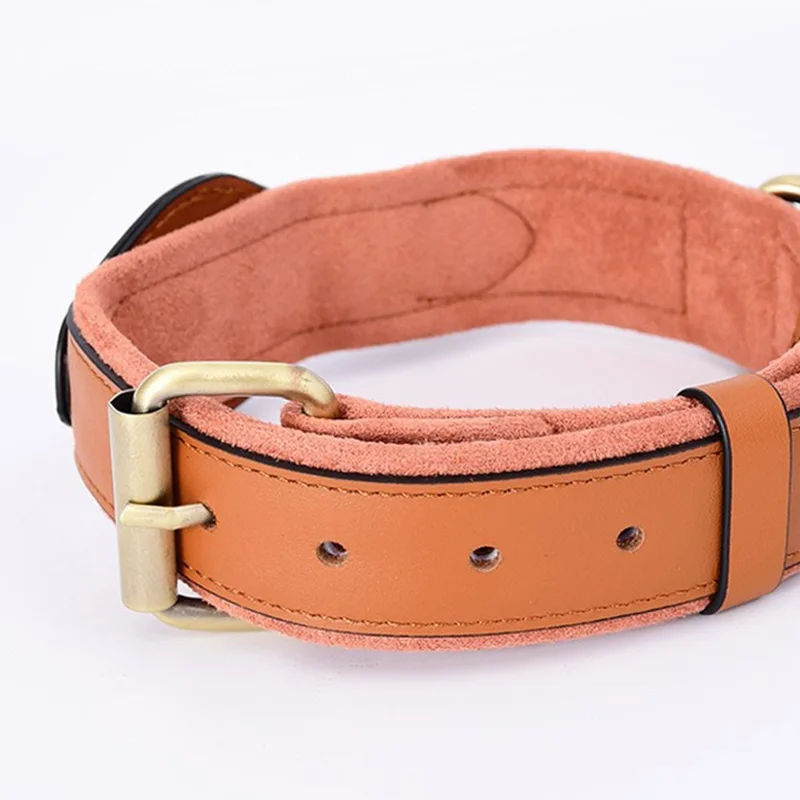 Large Dog Neck Hanging Collar for Apple AirTag, Bluetooth-compatible Tracker Holder PU+Suede Leather Pet Locator, Size: L - Brown