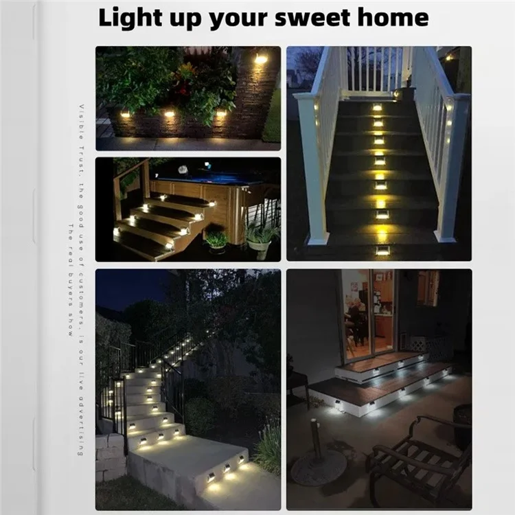 DS-SL Outdoor Solar Power Step Light Waterproof Stair Lamp Garden Decoration - Warm Light