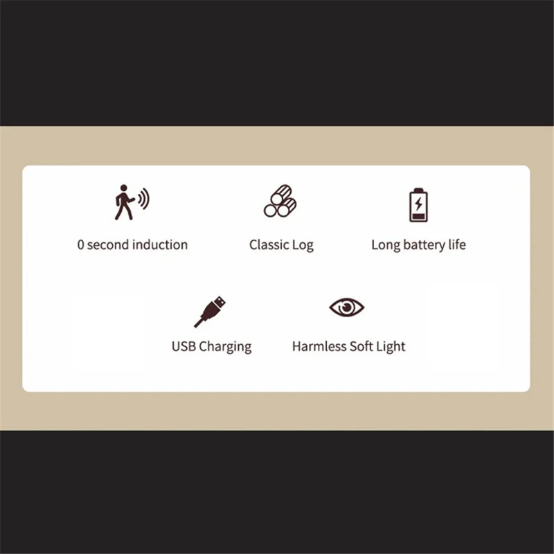 0604 Умный мини-радарный датчик Bedside Night Light Портативная магнитная квадратная настольная лампа - Светло-коричневый