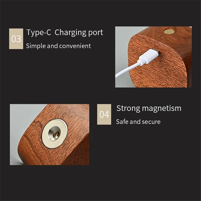 0604 Умный мини-радарный датчик Bedside Night Light Портативная магнитная квадратная настольная лампа - Светло-коричневый