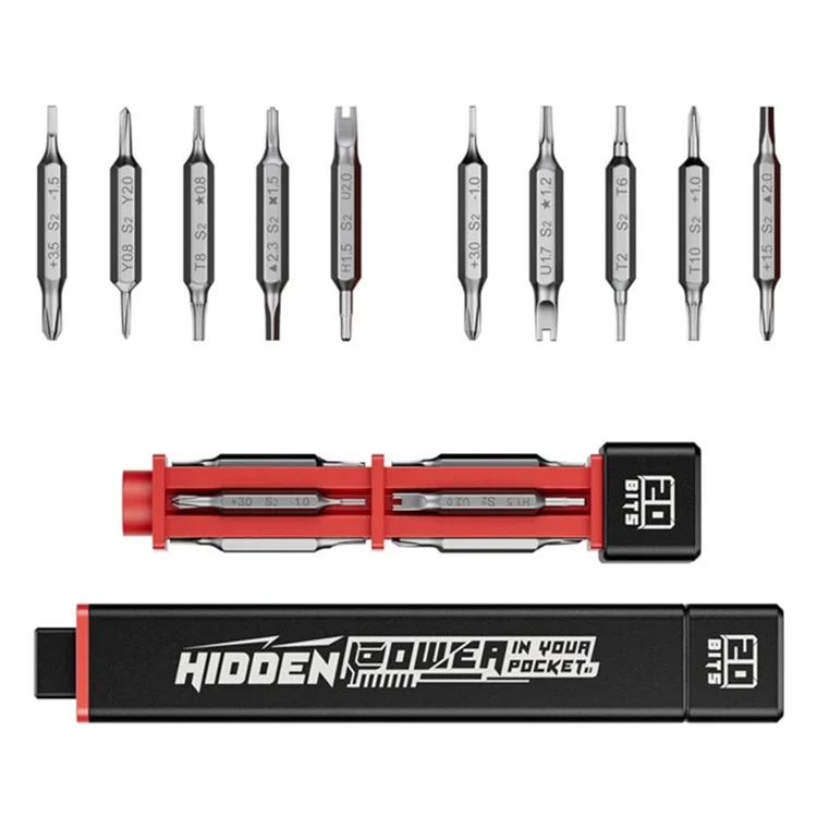 JAKEMY JM-8195 21-in-1 Multi-Function Screwdriver Tool Set mit 10 doppelseitigen Bits - Schwarz