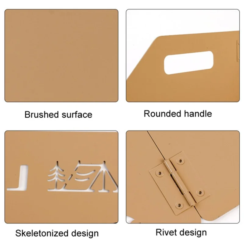 Camping Stove Foldable Windshield Tri-fold Plate Burner Wind Screen for Hiking - Khaki