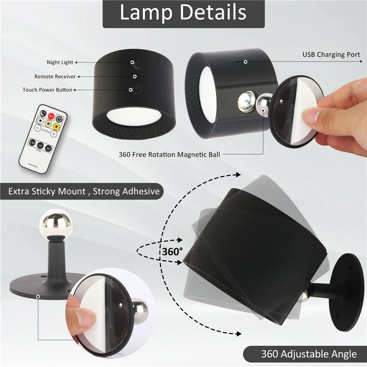 BD01 Multifunktional Dimmbare Magnetische LED -wandlampe Mit Fernbedienung