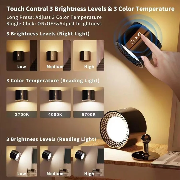 BD01 Multifunktional Dimmbare Magnetische LED -wandlampe Mit Fernbedienung