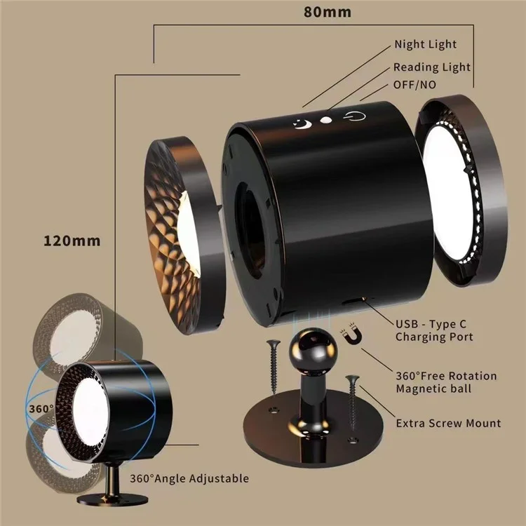 BD01 Multifunktional Dimmbare Magnetische LED -wandlampe Mit Fernbedienung