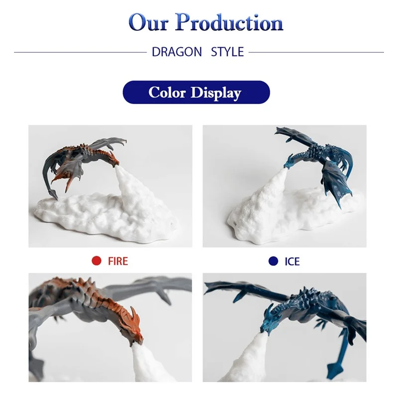 BDL2001-2002 Creative 3D Printing Lamp Dragon Design Night Light Home Decor - Ice Dragon