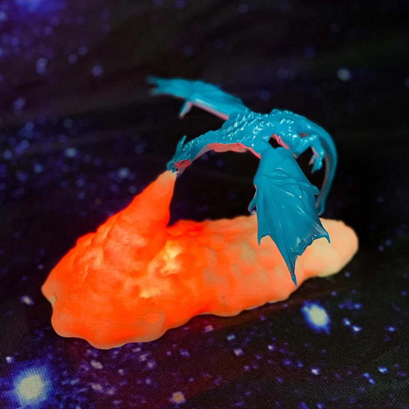 BDL2001-2002 Creative 3D Printing Lamp Dragon Design Night Light Home Decor - Ice Dragon