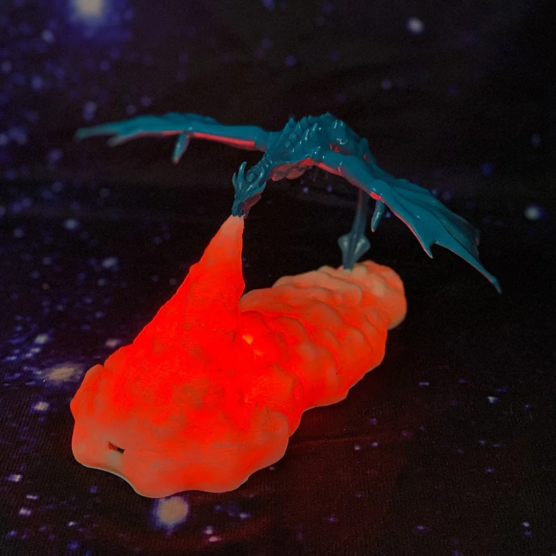 BDL2001-2002 Creative 3D Printing Lamp Dragon Design Night Light Home Decor - Ice Dragon