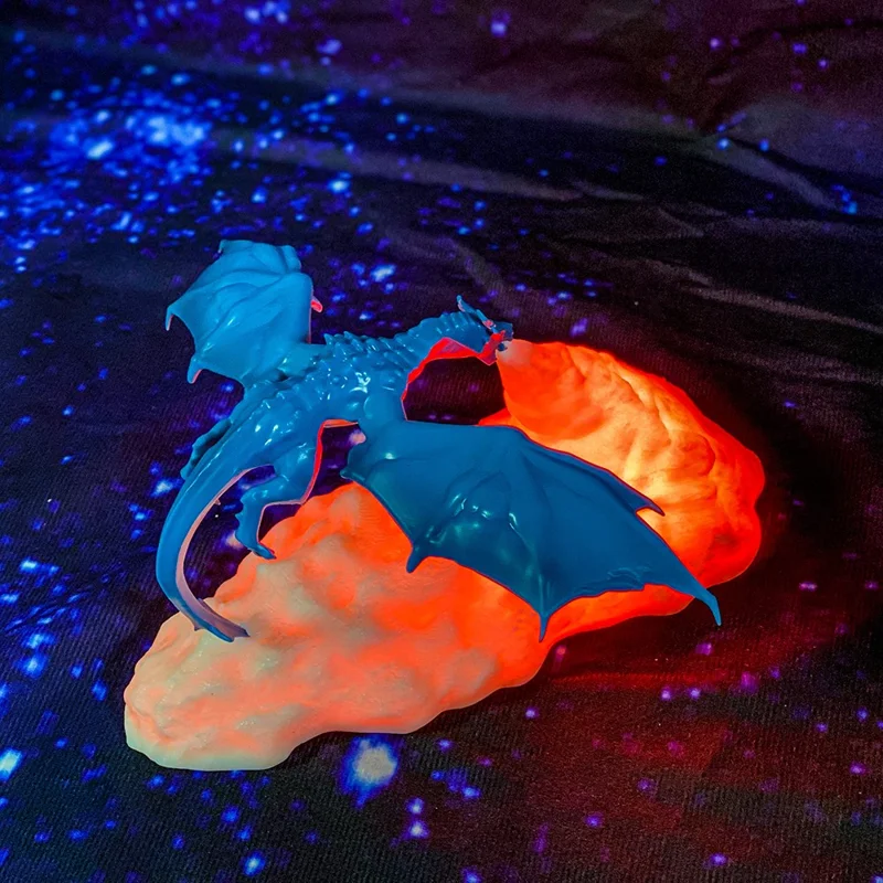 BDL2001-2002 Creative 3D Printing Lamp Dragon Design Night Light Home Decor - Ice Dragon