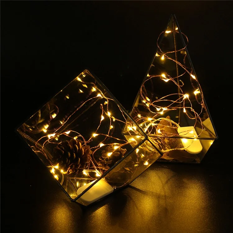 12Pcs LED Curtain String Lights 2m 20 LED Copper Wire String Lights with Button Battery Operated - Warm White