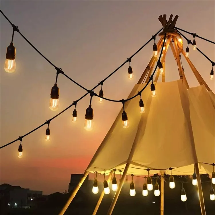DAJ-151 15m 15 Bulbs Outdoor String Lights 220V Waterproof Camping Lights, EU Plug