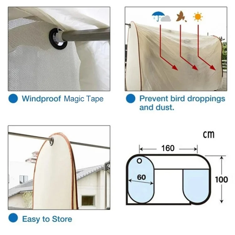 Copertura per stendibiancheria da esterno anti-pioggia da 160x60x100 cm (stile allungato)