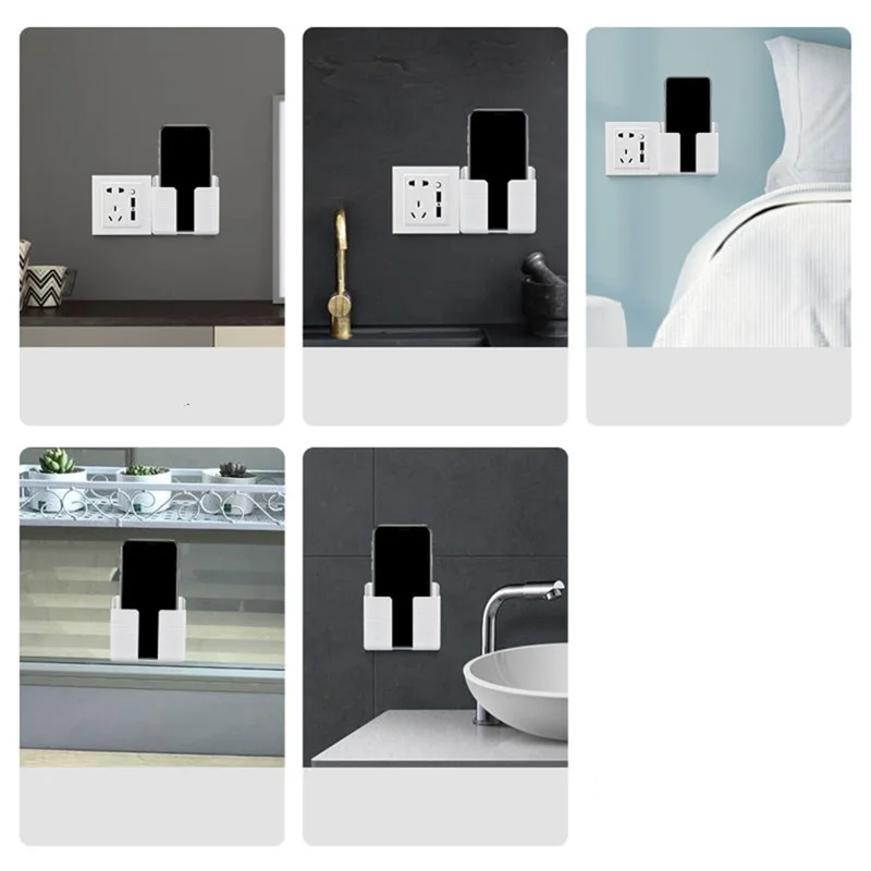Wall Charger Holder Mobile Phone Hanging Stand Mount Bracket Multifunctional Hanger Shelf Home Storage Organization Tool - Grey
