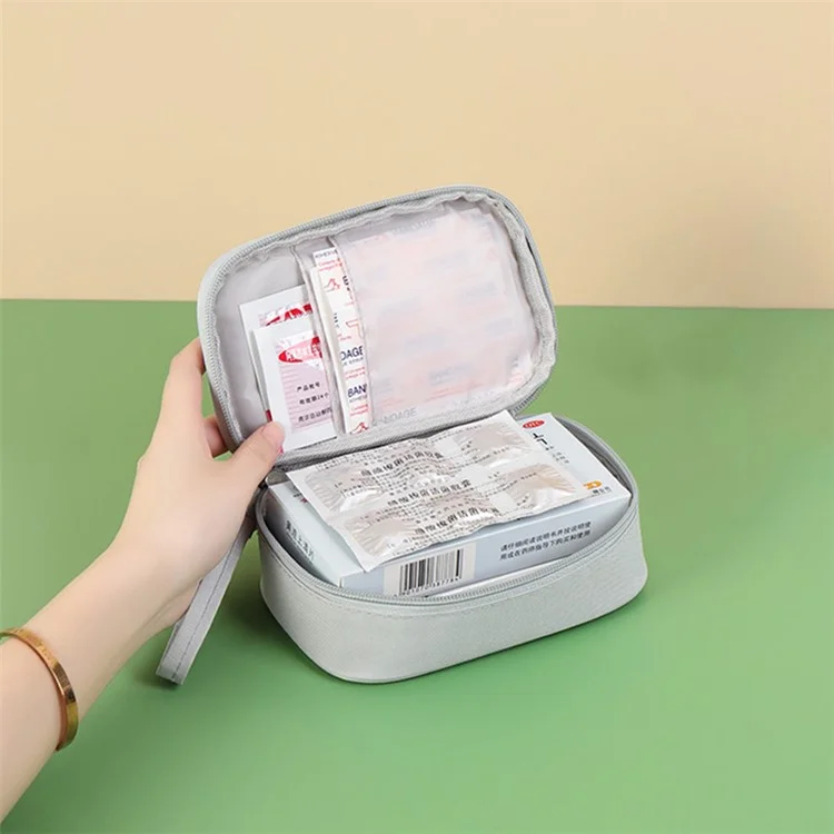 TB-0654 Small Size Portable Travel Emergency Medical First Aid Bag Medicine Storage Bag - Light Grey