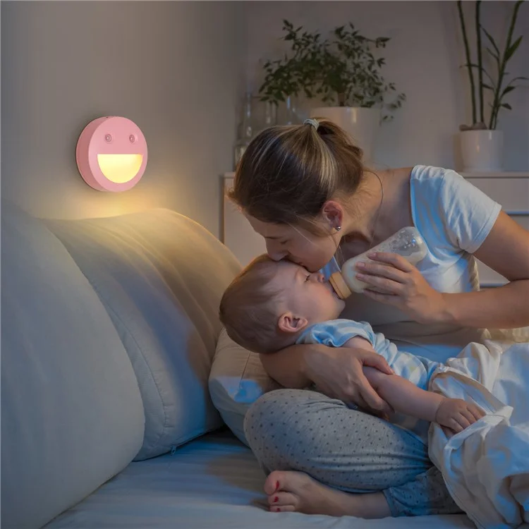 DC-SNL Smile Motion Sensing Night Light Magnetic Absorption Hanging Wall Lamp (Battery Not Included) - Pink