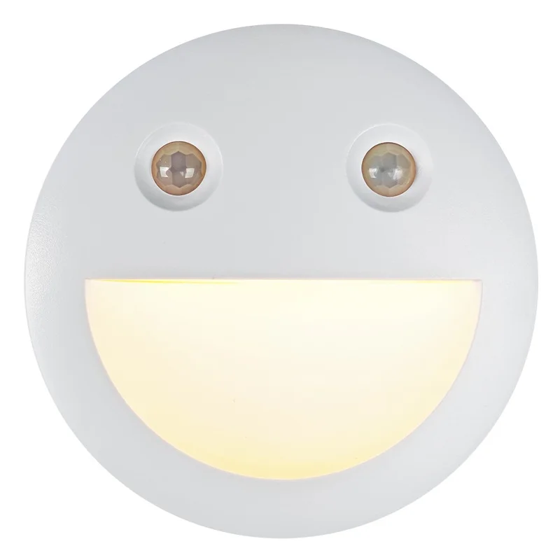 DC-SNL Smile Motion Sensing Night Light Magnetic Absorption Hanging Wall Lamp (Battery Not Included) - White