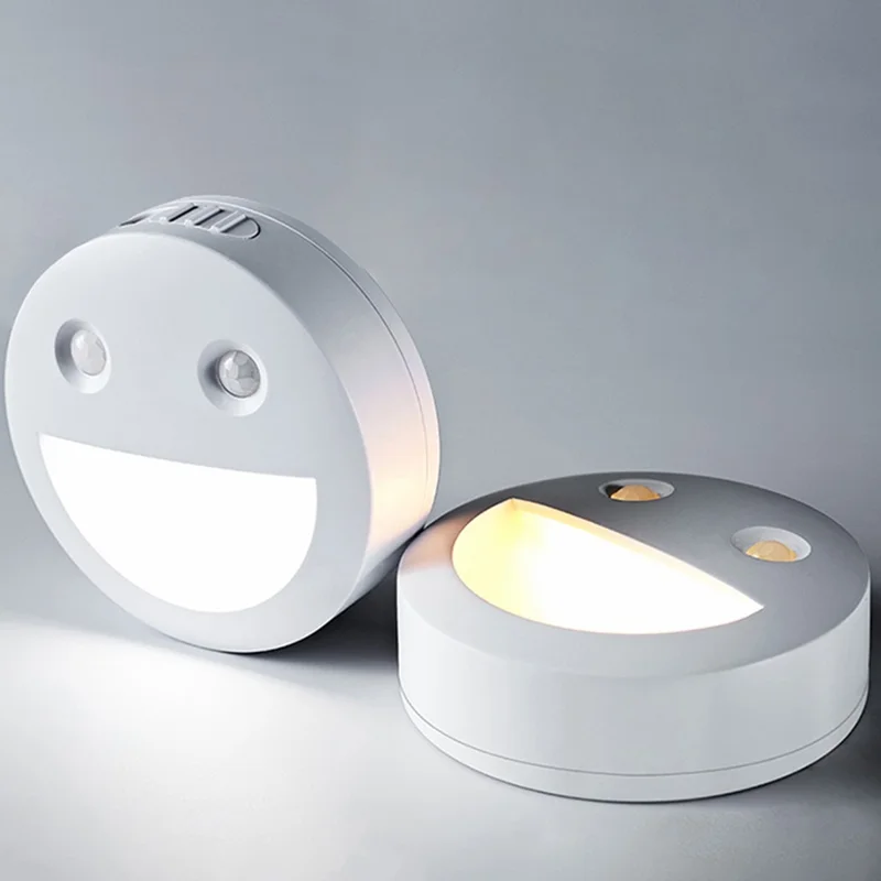 DC-SNL Smile Motion Sensing Night Light Magnetic Absorption Hanging Wall Lamp (Battery Not Included) - White