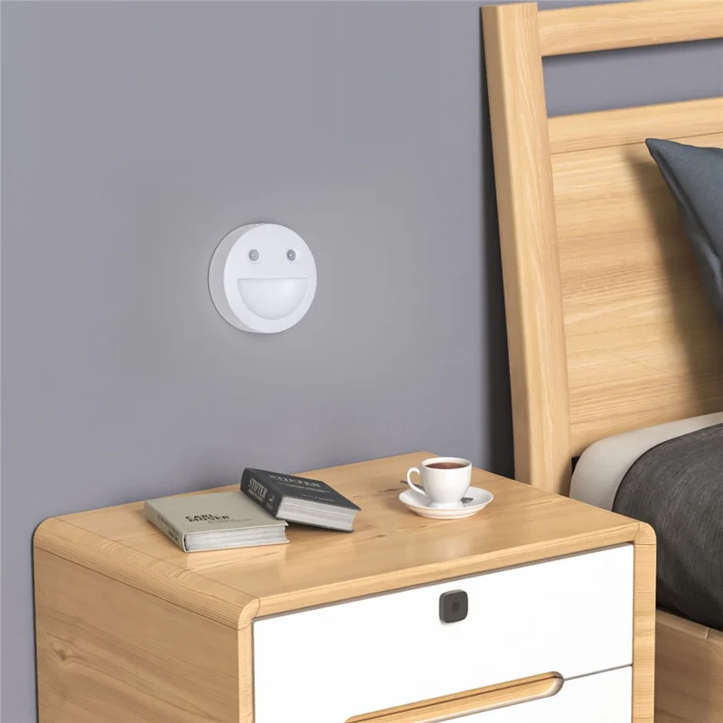 DC-SNL Smile Motion Sensing Night Light Magnetic Absorption Hanging Wall Lamp (Battery Not Included) - White