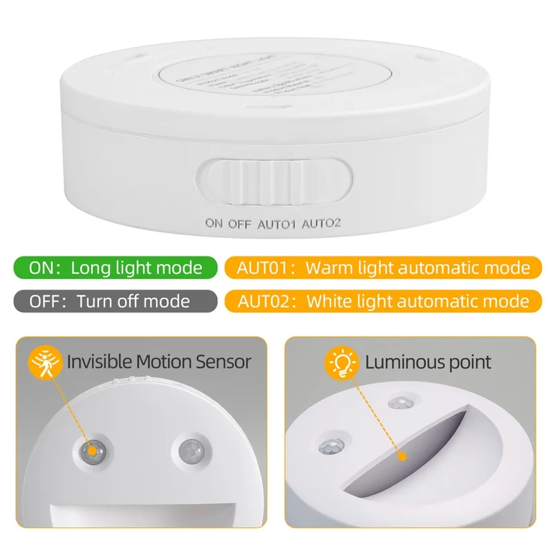 DC-SNL Smile Motion Sensing Night Light Magnetic Absorption Hanging Wall Lamp (Battery Not Included) - White