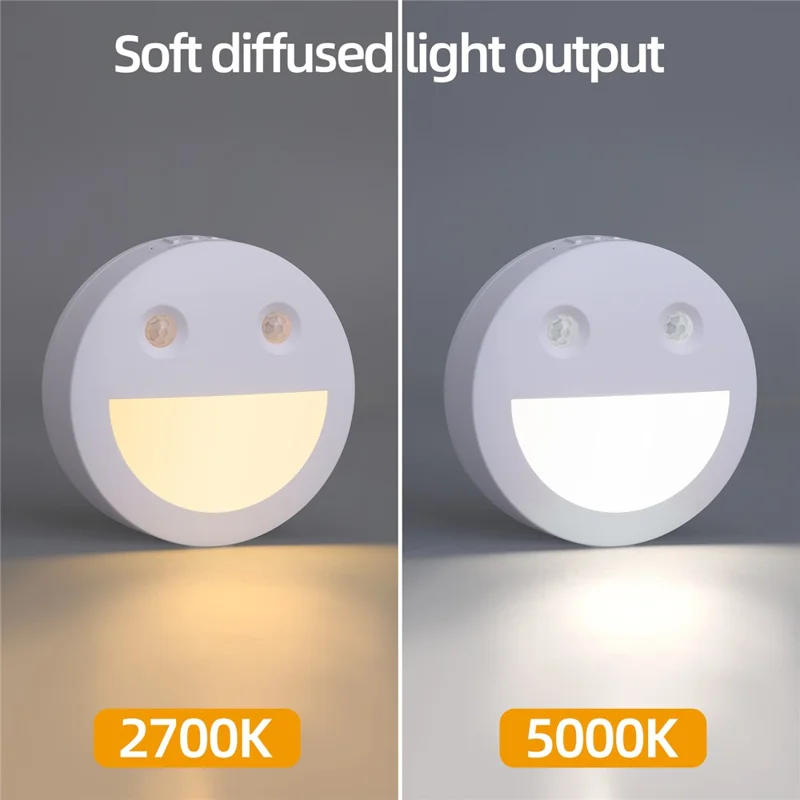 DC-SNL Smile Motion Sensing Night Light Magnetic Absorption Hanging Wall Lamp (Battery Not Included) - White