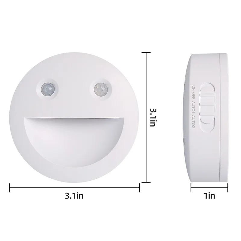 DC-SNL Smile Motion Sensing Night Light Magnetic Absorption Hanging Wall Lamp (Battery Not Included) - White