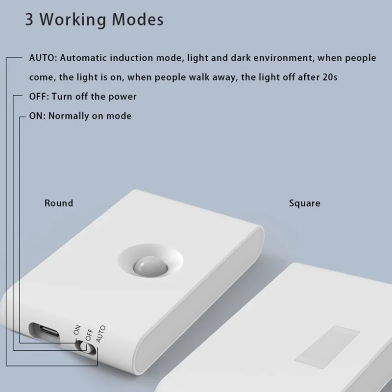 SX-SNL Rechargeable Wireless Motion Sensing Night Light Magnetic Hanging Wall Lamp - Round Lens