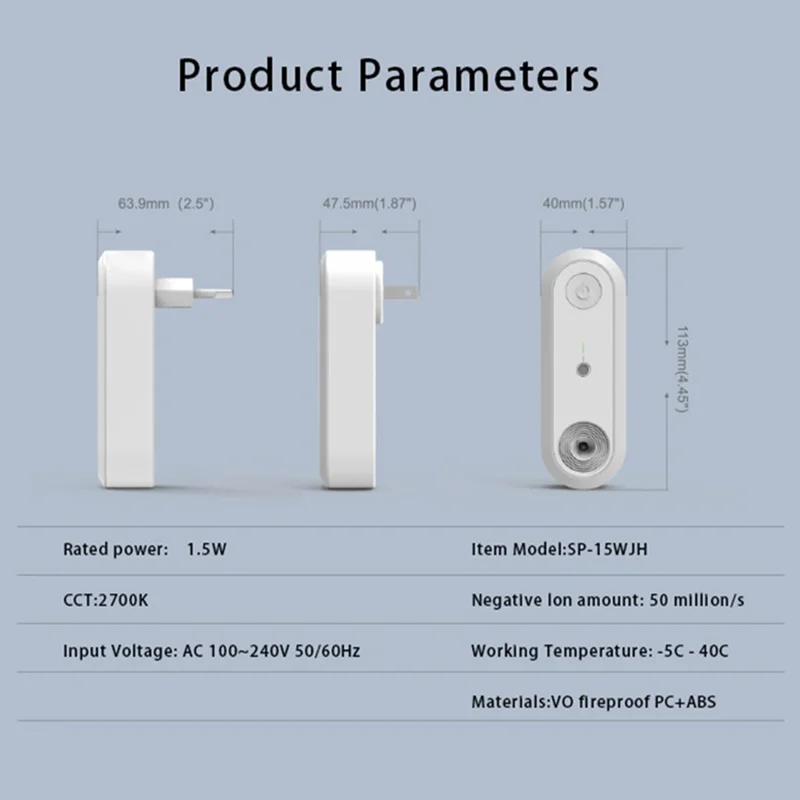 SP-15WJH Negative Ion Generator Touch Control Air Purifying Smart LED Night Light - EU Plug