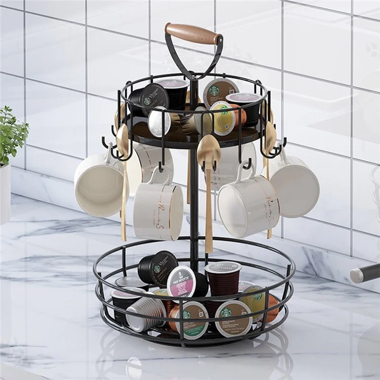 Rack de Rotação de Canecas para Sala de Estar em Casa (Com Alça)