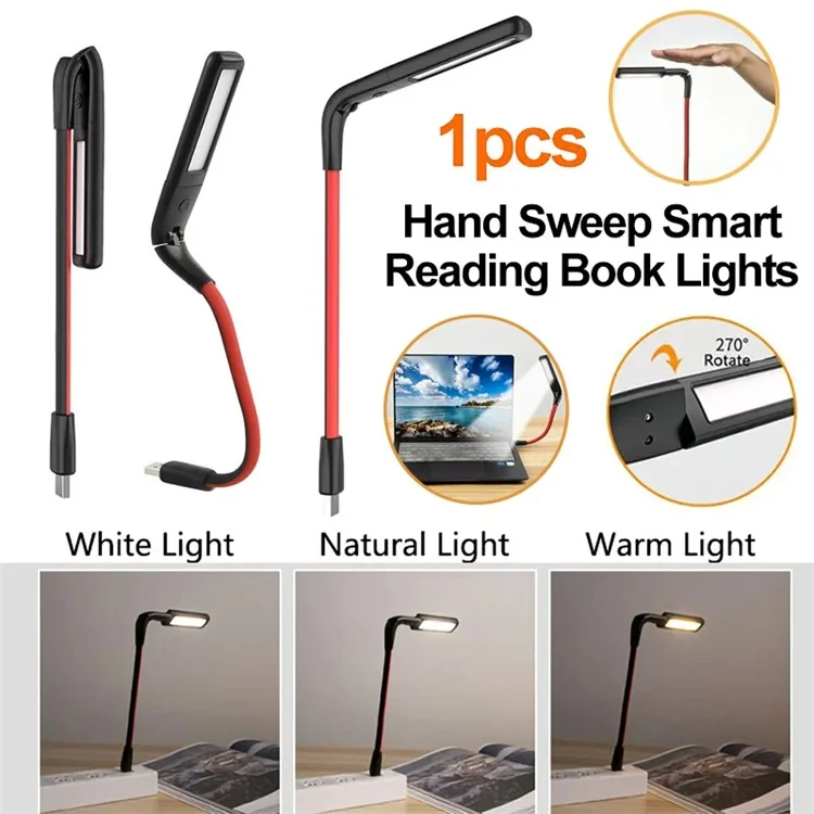 Lampe de bureau pliable à détection de gestes USB avec capteur LED pour dortoir
