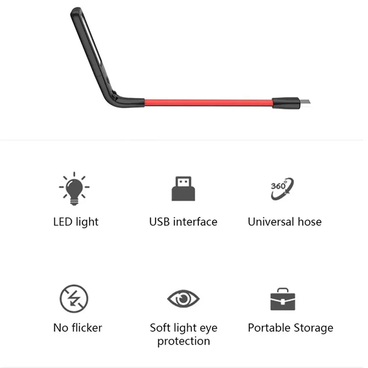 Lampe de bureau pliable à détection de gestes USB avec capteur LED pour dortoir