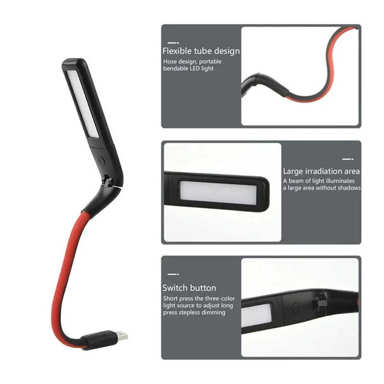 Lampe de bureau pliable à détection de gestes USB avec capteur LED pour dortoir