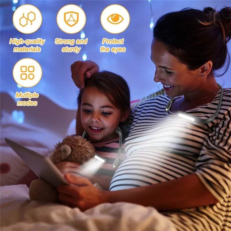 Soft Neckband Neck Hanging LED Reading Light Rechargeable Stepless Dimming Lamp