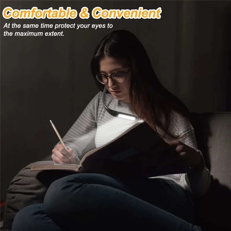 Soft Neckband Neck Hanging LED Reading Light Rechargeable Stepless Dimming Lamp