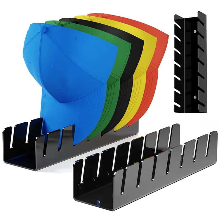 Support de rangement pour casquettes de baseball pour 7 pièces, présentoir - Noir